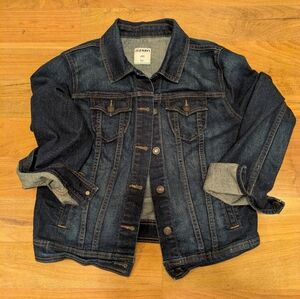 Size Large dark wash Old Navy denim jacket.